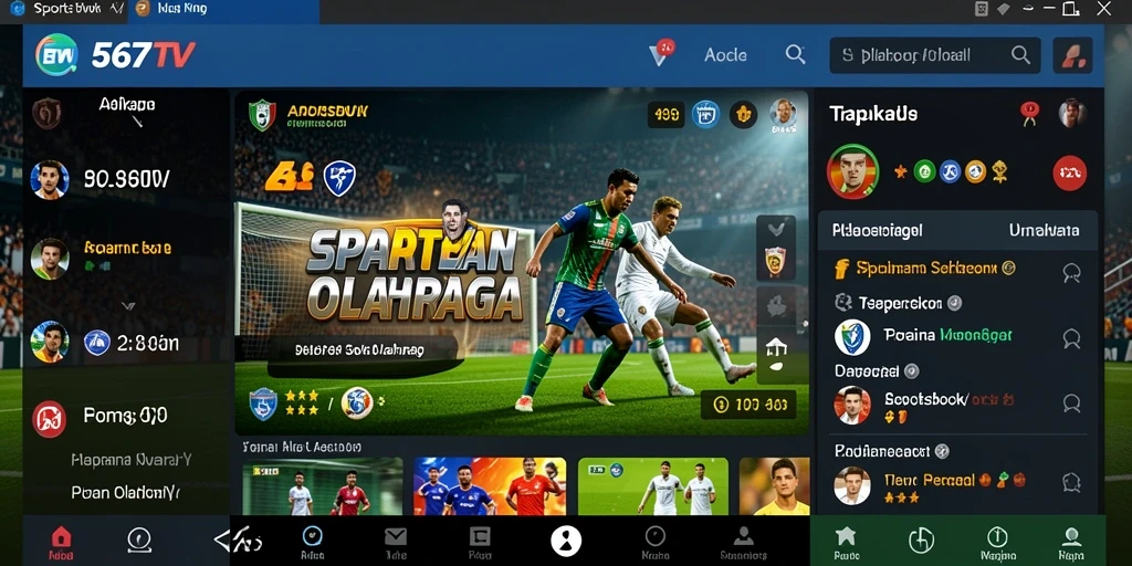 Tampilan utama aplikasi 567TV yang menampilkan berbagai opsi taruhan olahraga.