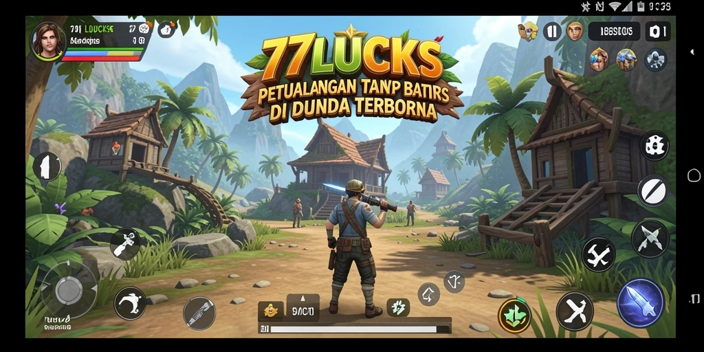 Tangkapan layar gameplay <strong>77LUCKS</strong> menampilkan dunia terbuka yang luas dan interaktif.