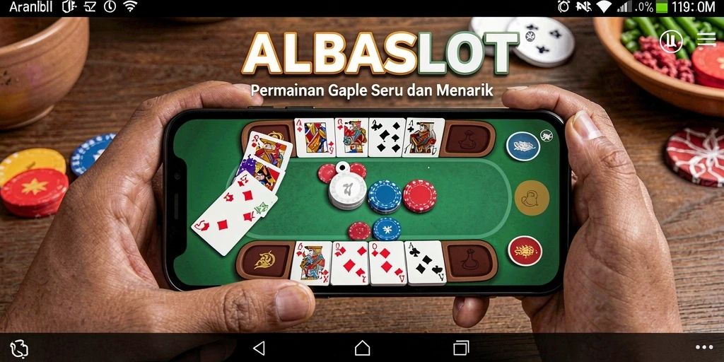 Screenshot gameplay seru dari ALBASLOT yang menunjukkan pengalaman gaple yang menarik.