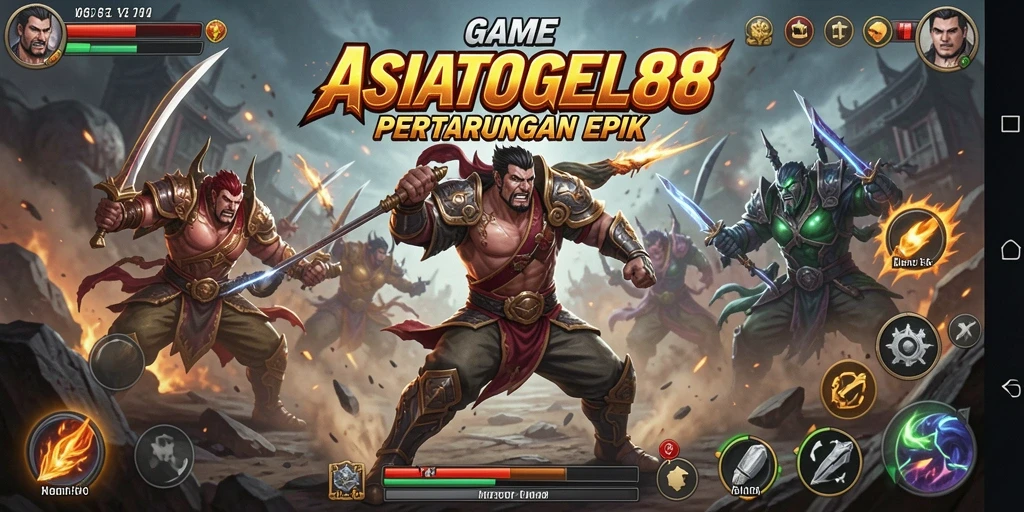 Screenshot ASIATOGEL88 menampilkan pertarungan epik antara karakter-karakter kuat.