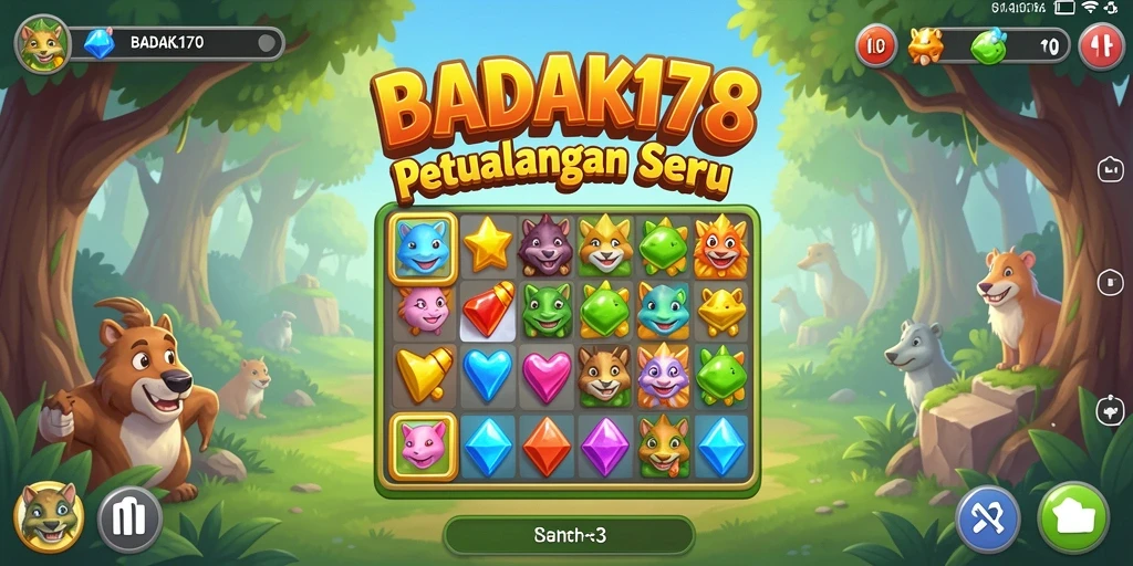 Screenshot yang menampilkan momen seru dalam gameplay Match-3 BADAK178.