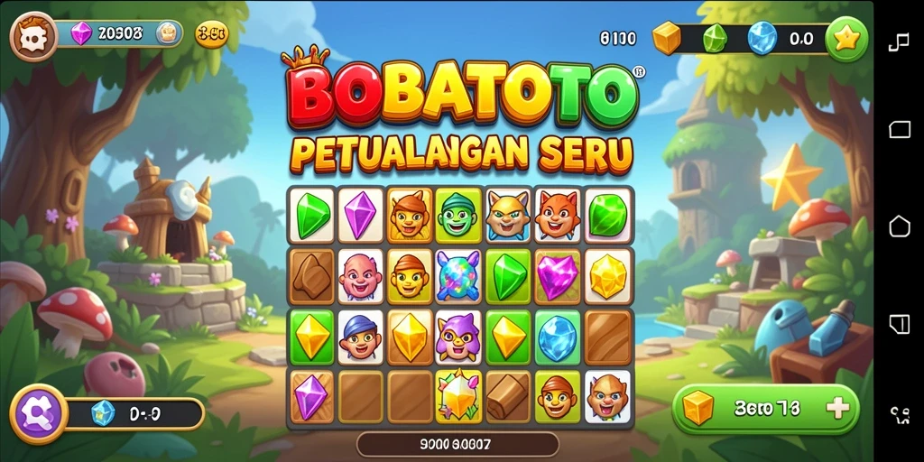 Screenshot gameplay BOBATOTO menampilkan momen seru dalam permainan Match-3.