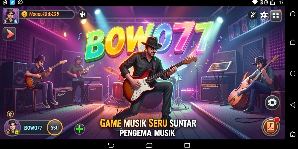 Screenshot gameplay BOWO77 menampilkan pengalaman bermain musik yang interaktif.