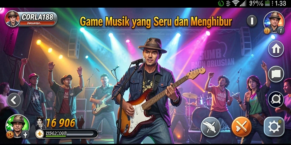 Screenshot CORLA188 saat gameplay Musik yang seru dan menghibur.