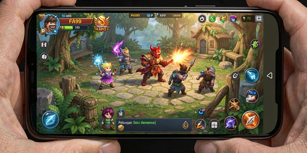 Tampilan gameplay seru di FA99 dengan karakter dan lingkungan RPG.