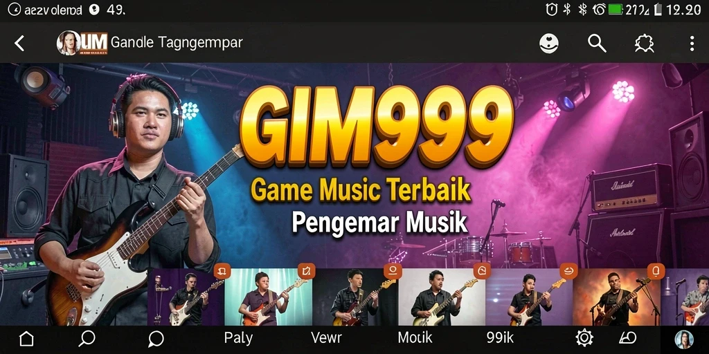 Screenshot menunjukkan gameplay seru GIM999 dengan alat musik virtual.