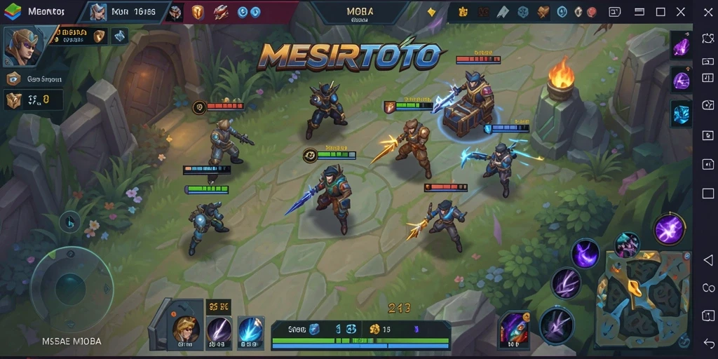 Gameplay seru MESIRTOTO di arena pertempuran MOBA.