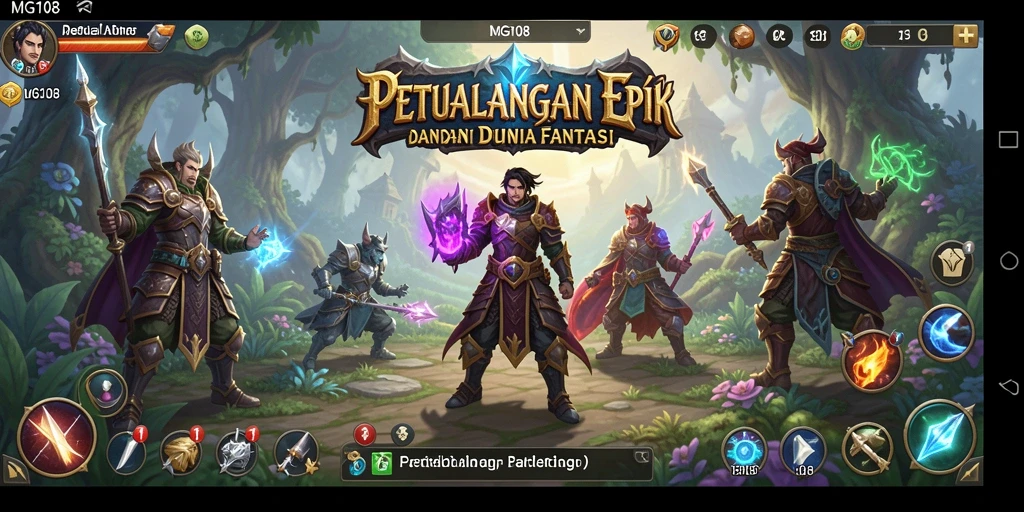 Tangkapan layar gameplay MG108 yang menunjukkan aksi seru dalam pertarungan RPG.