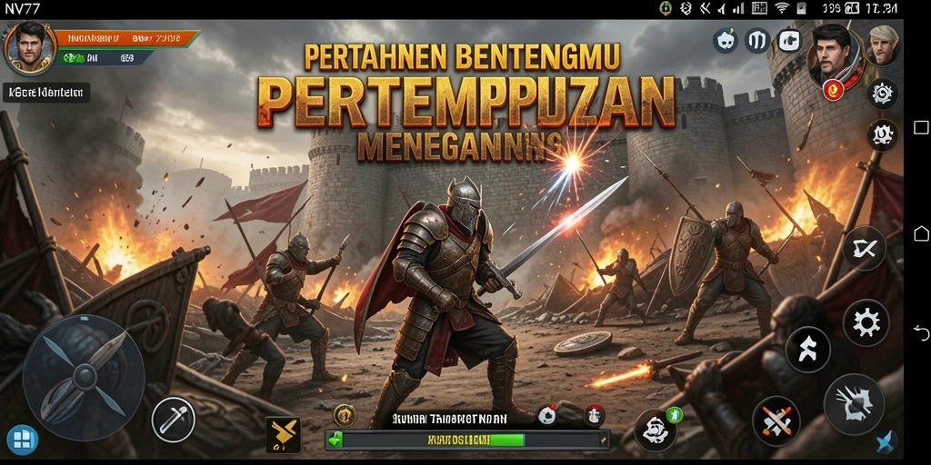Screenshot NV77 menunjukkan aksi menegangkan dalam membangun pertahanan Tower Defense.