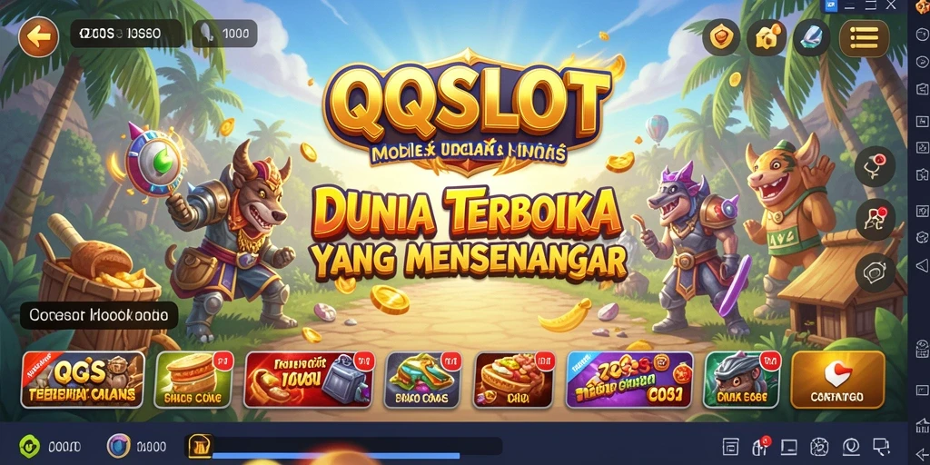 Screenshot QQSLOT menampilkan petualangan mendebarkan di dunia terbuka.