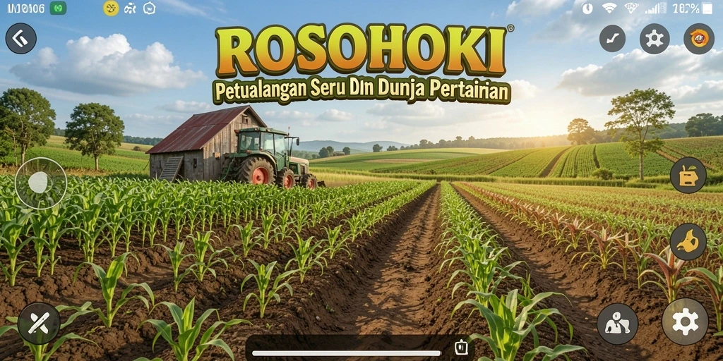 Screenshot gameplay ROSOHOKI menampilkan kegiatan bertani yang seru.