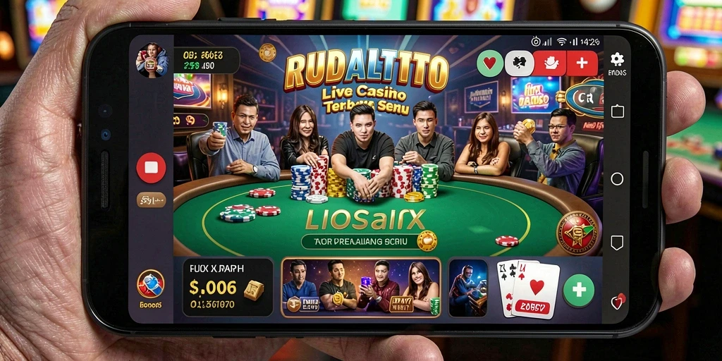 Gameplay RUDALTOTO menampilkan dealer langsung dalam suasana kasino nyata.