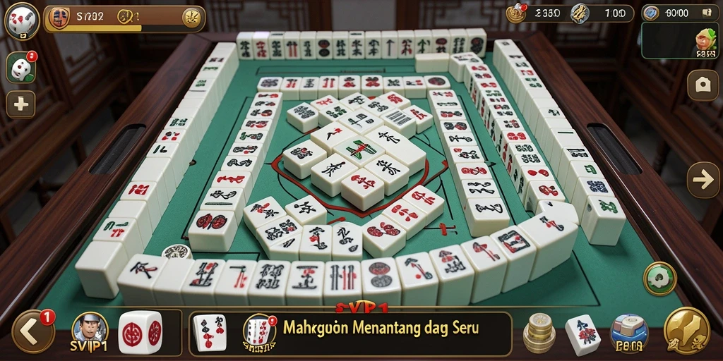 Tampilan gameplay seru dalam SVIP1, menampilkan ubin Mahjong yang indah.