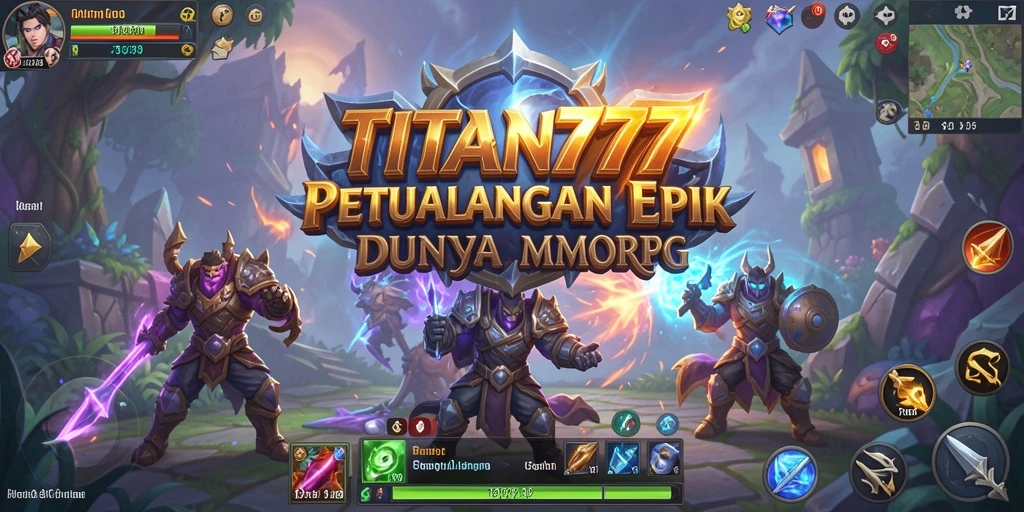 Screenshot gameplay menunjukkan pertempuran epik di dunia TITAN777.