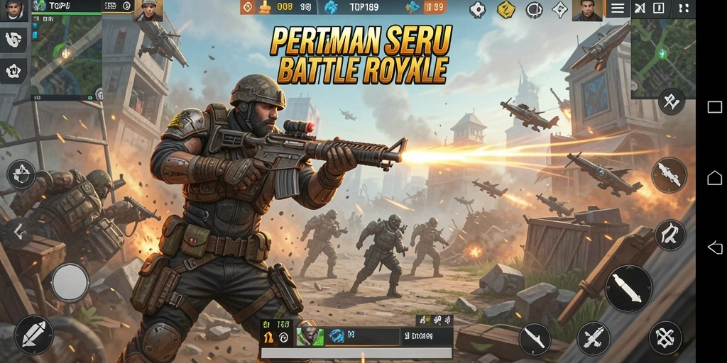 Screenshot gameplay TOPI189 menampilkan aksi pertempuran yang mendebarkan.